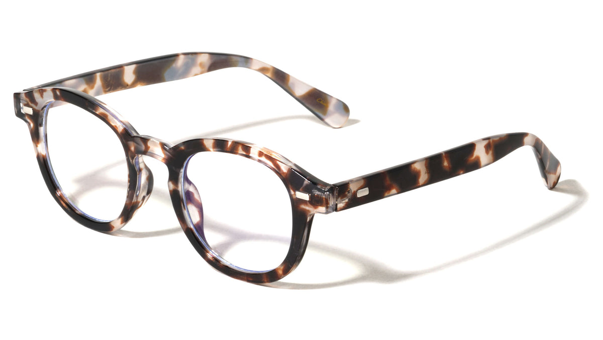 Rectangle Stud Accent Retro Round Blue Light Blocking Wholesale Eyewear