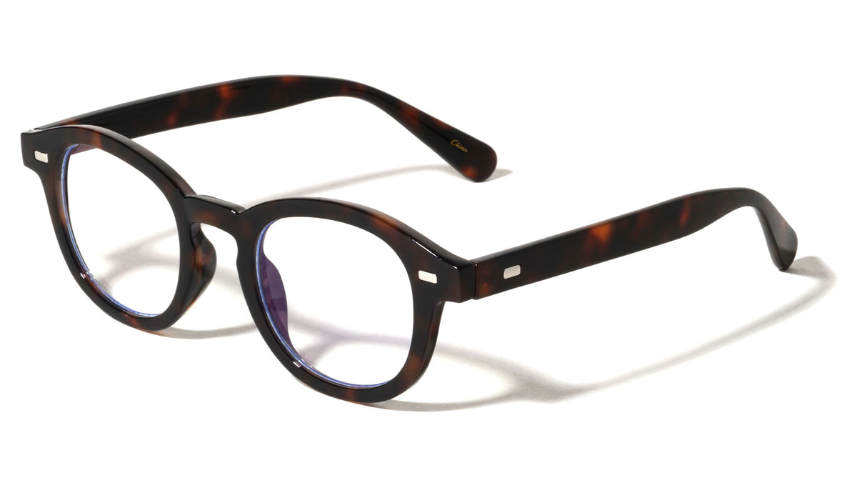 Rectangle Stud Accent Retro Round Blue Light Blocking Wholesale Eyewear