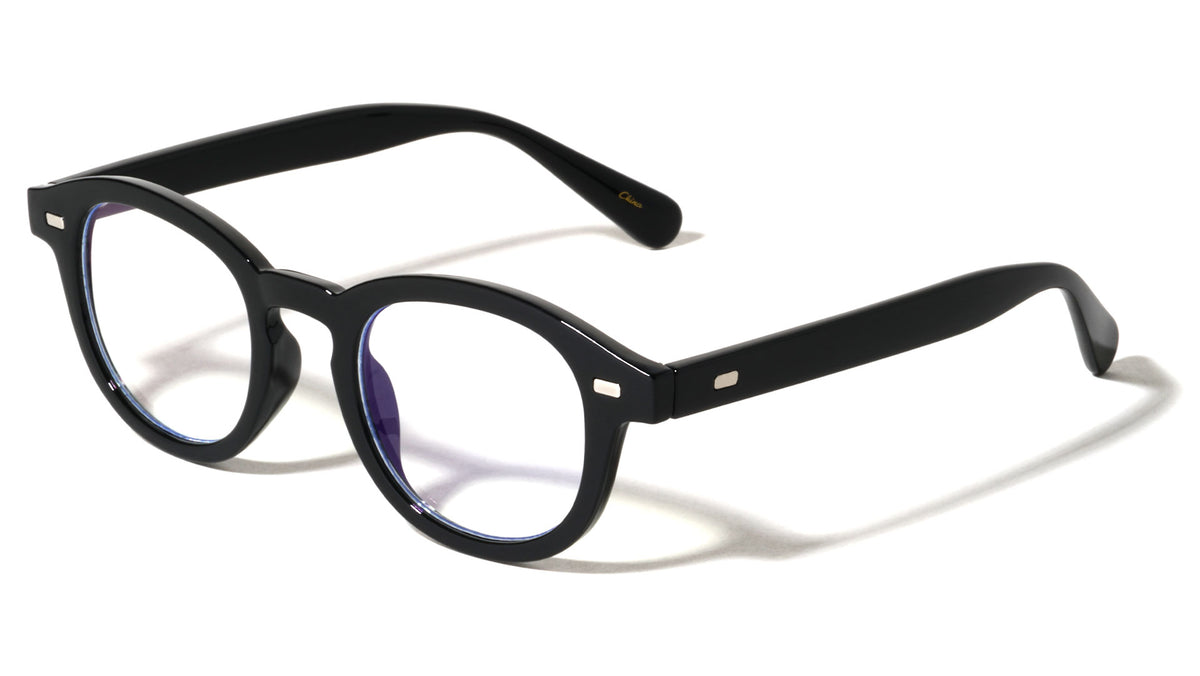 Rectangle Stud Accent Retro Round Blue Light Blocking Wholesale Eyewear