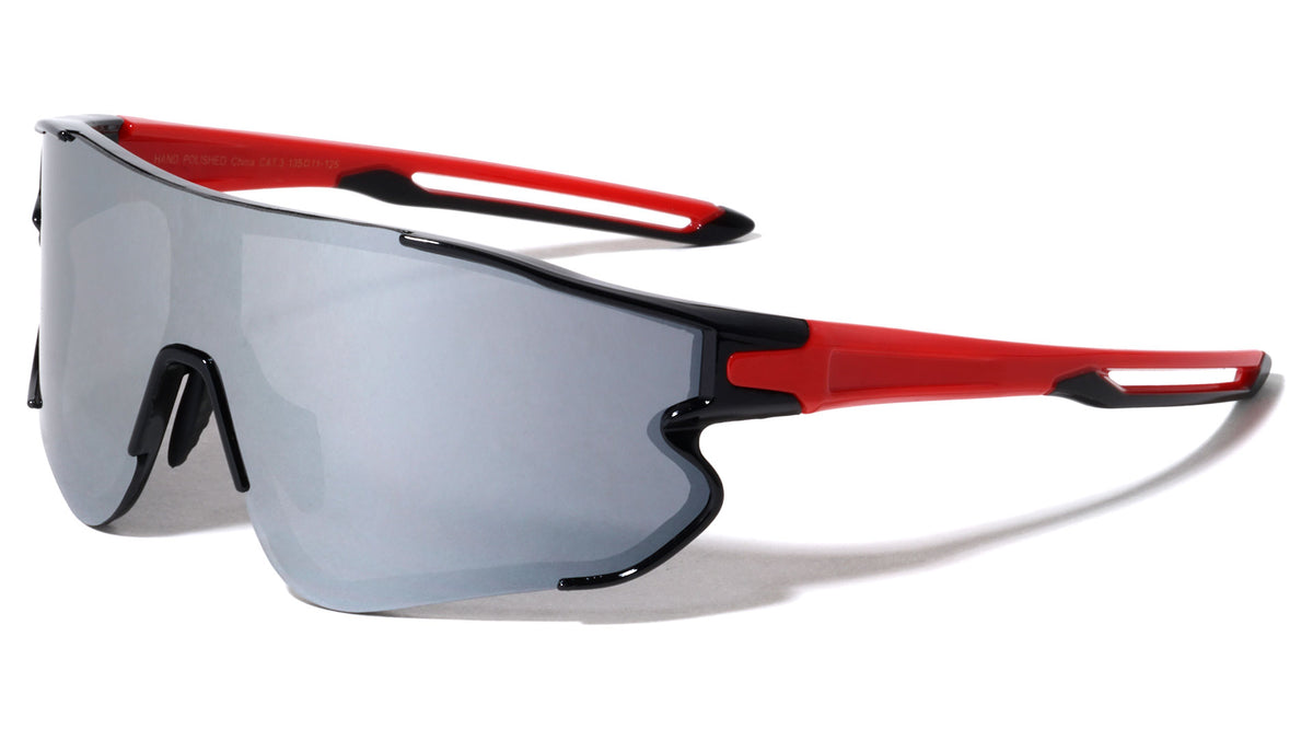 Semi Rimless Color Mirror One Piece Shield Lens Sports Wholesale Sunglasses