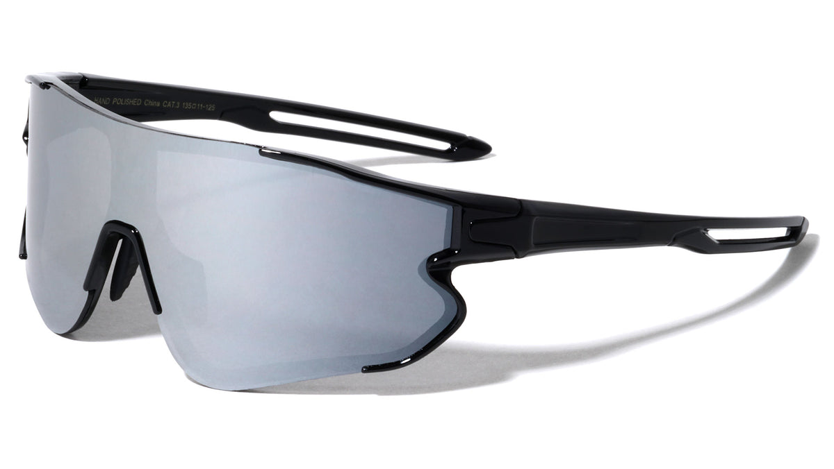 Semi Rimless Color Mirror One Piece Shield Lens Sports Wholesale Sunglasses