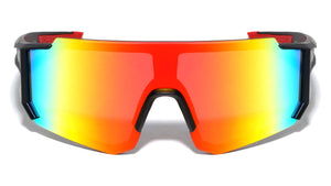 Black Frame Color Mirror Shield Geometric Sports Wholesale Sunglasses