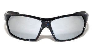 Ink Splatter Print Color Mirror Rectangle Sports Wholesale Sunglasses