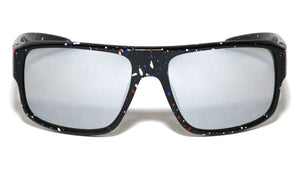 Ink Splatter Print Color Mirror Square Sports Wholesale Sunglasses