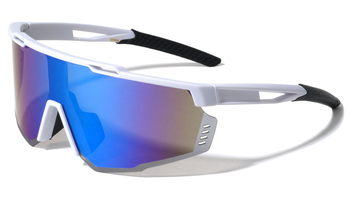 Semi Rimless Color Mirror Lens Shield Sports Wholesale Sunglasses