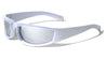 Metallic Color Wide Rectangle Geometric Wrap Around Wholesale Sunglasses