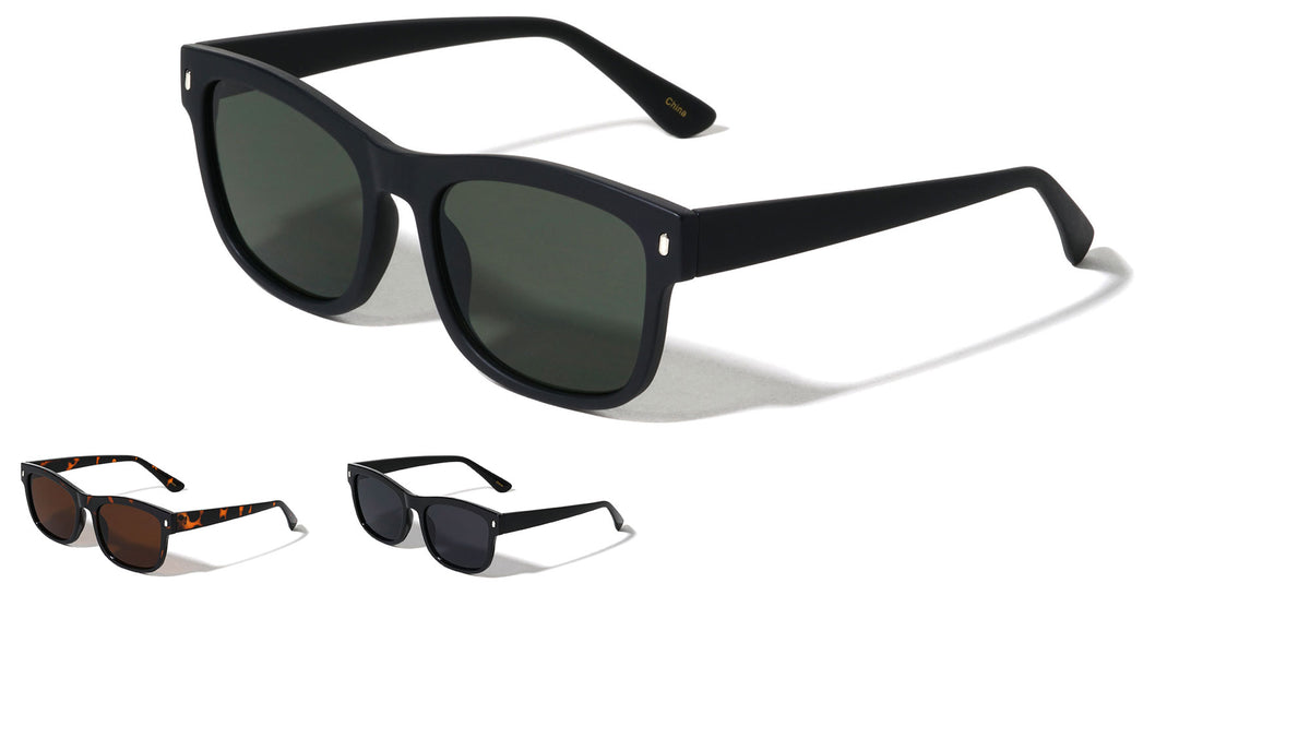 Tapered Temple Vertical Studs Classic Square Wholesale Sunglasses