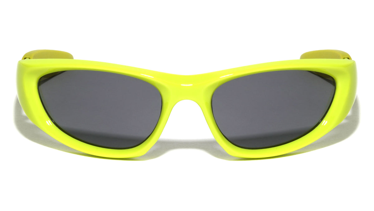 Futuristic Rubber Ears Wide Oval Wrap Around Wholesale Sunglasses