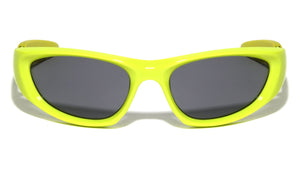 Futuristic Rubber Ears Wide Oval Wrap Around Wholesale Sunglasses