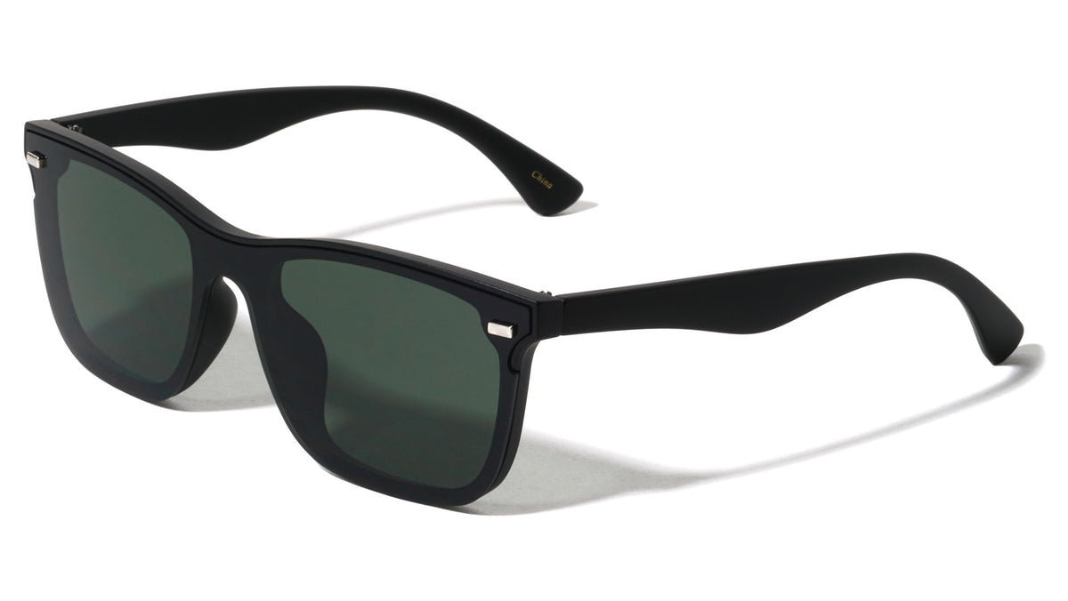 One Piece Shield Semi-Rimless Lens Square Wholesale Sunglasses