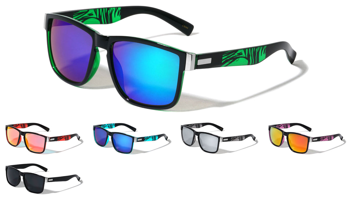 Color Mirror Crystal Color Print Pattern Frame Square Sports Wholesale Sunglasses