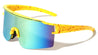 Ink Splatter Semi-Rimless One Piece Shield Color Mirror Lens Sports Wholesale Sunglasses