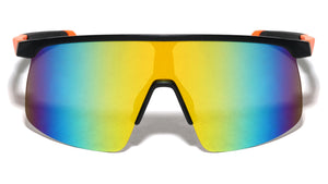 Semi-Rimless Color Mirror Shield Lens Sports Wholesale Sunglasses
