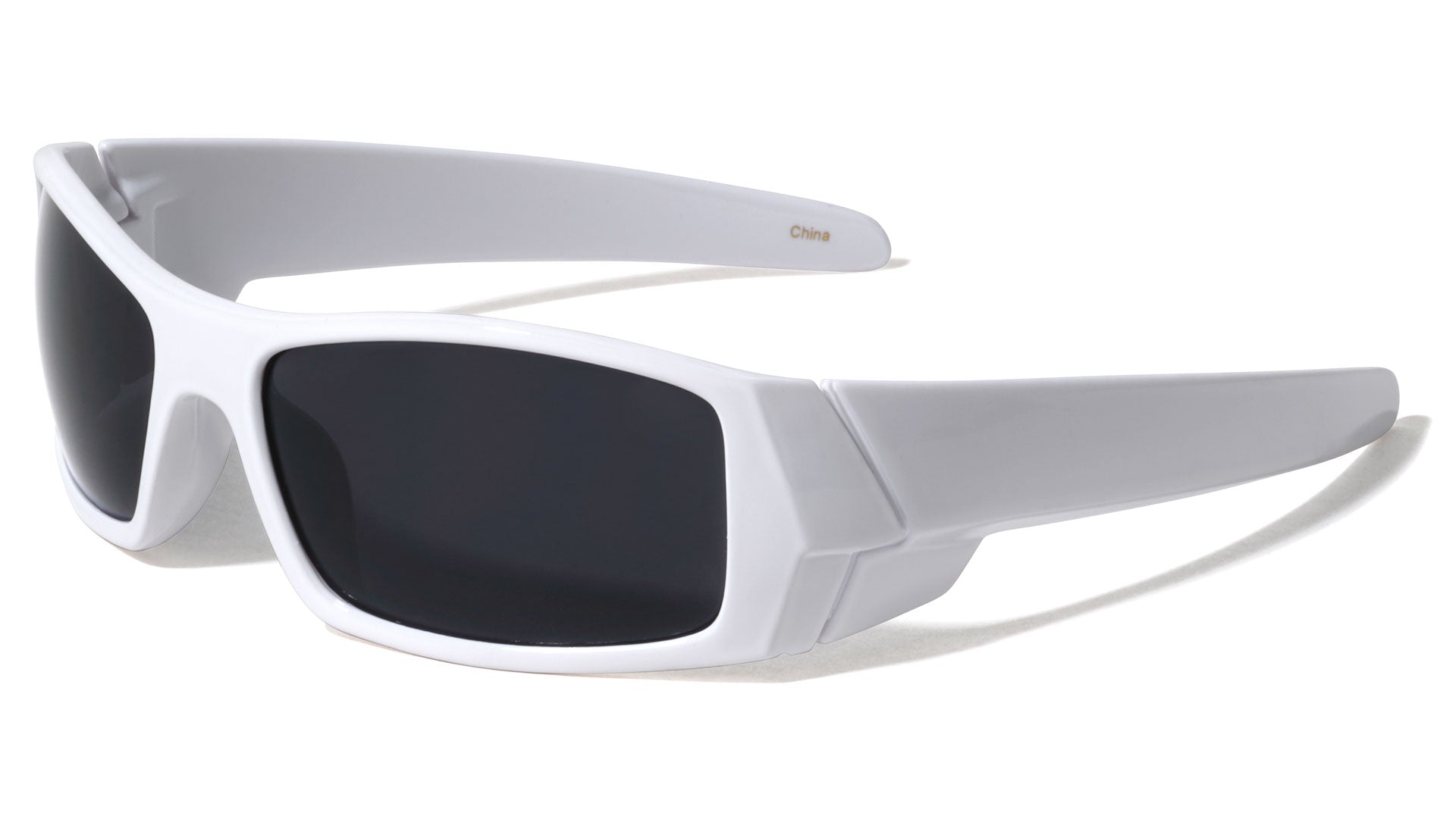 BP0253-WHITE White Rectangle Sports Wholesale Sunglasses