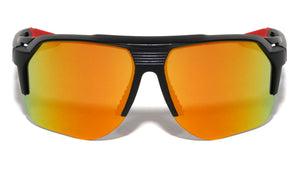 Color Mirror Semi-Rimless Side Wing Shield Sports Wholesale Sunglasses