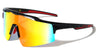 Semi Rimless Shield Lens Ink Splatter Rubber Grip Sports Wholesale Sunglasses