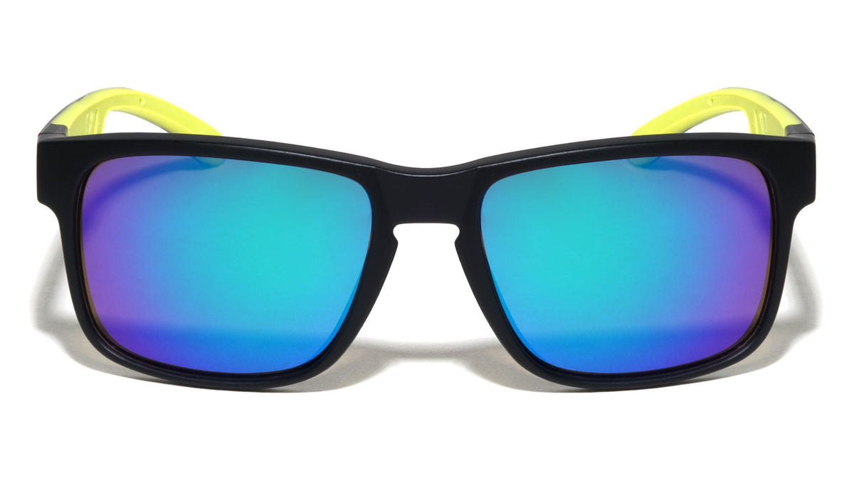 Color Mirror Rubber Grip Temple Square Sports Wholesale Sunglasses