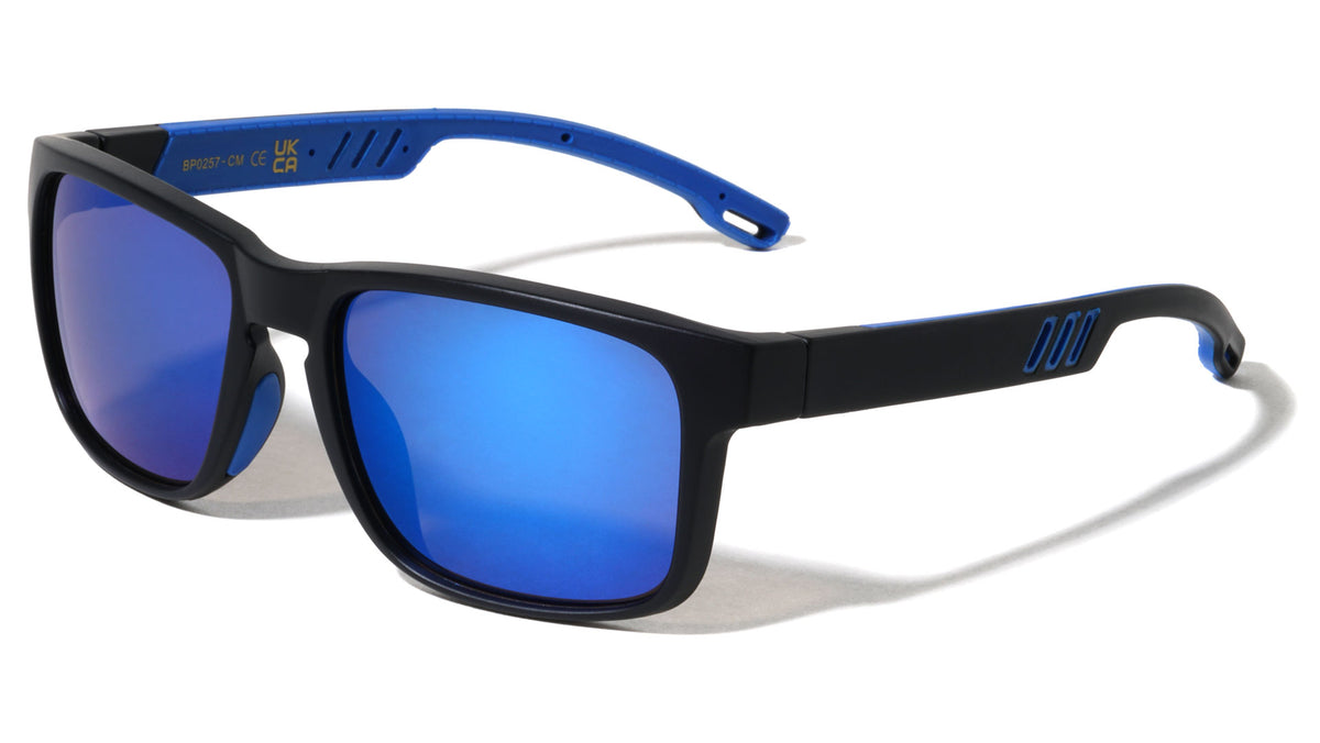 Color Mirror Rubber Grip Temple Square Sports Wholesale Sunglasses