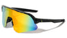 Ink Splatter Geometric Semi-Rimless Shield Lens Sports Wholesale Sunglasses