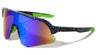 Ink Splatter Geometric Semi-Rimless Shield Lens Sports Wholesale Sunglasses