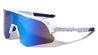 Ink Splatter Geometric Semi-Rimless Shield Lens Sports Wholesale Sunglasses