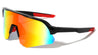 Ink Splatter Geometric Semi-Rimless Shield Lens Sports Wholesale Sunglasses