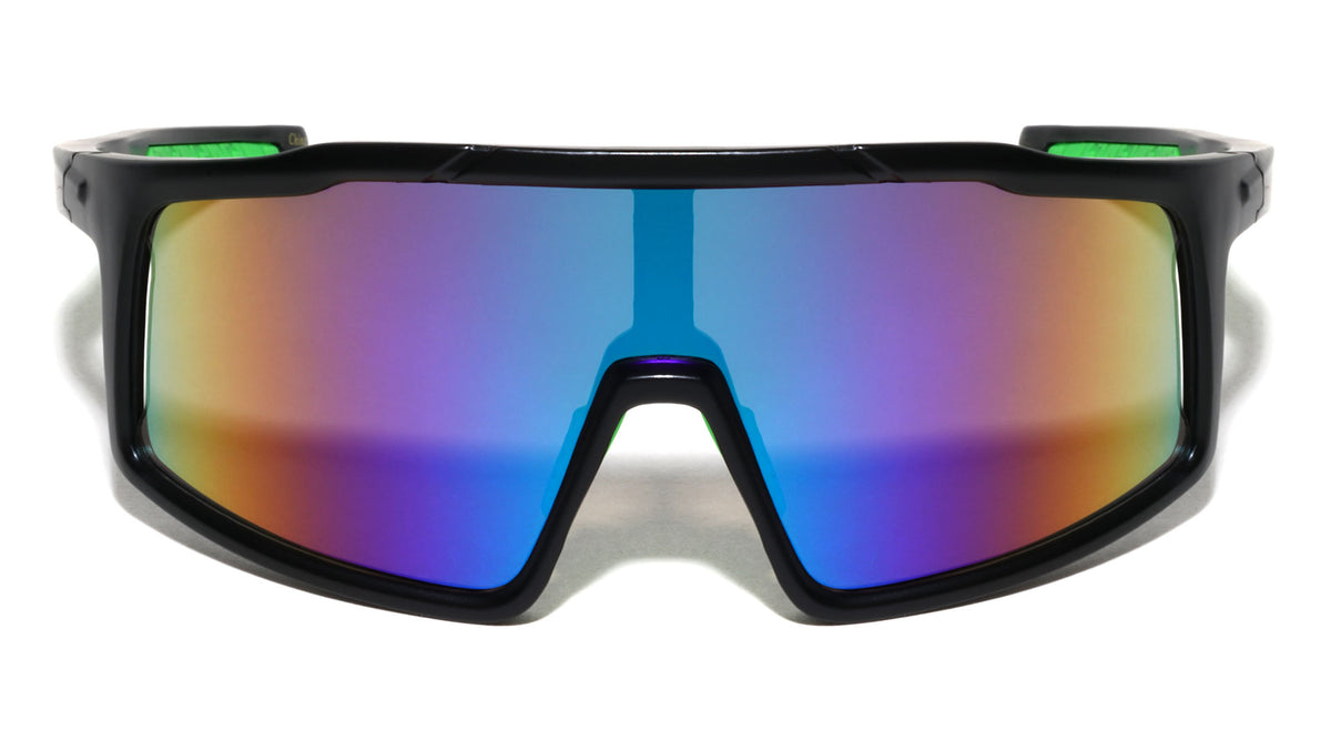 Side Lens Cutout Rectangle Shield Sports Wholesale Sunglasses