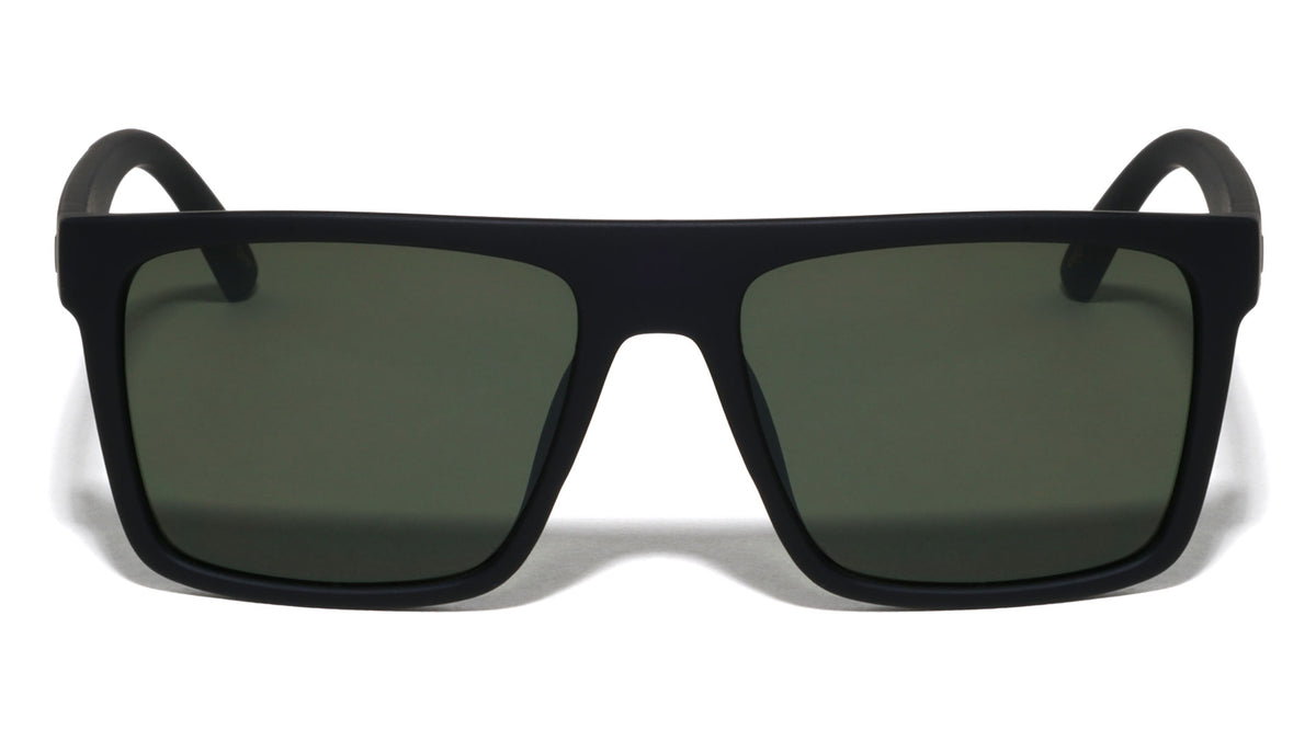 Soft Rubber Coating Temple Pattern Block Accent Flat Top Square Wholesale Sunglasses