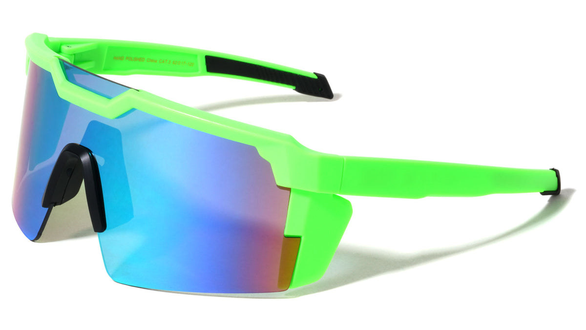 Side Shield Frame Ink Splatter One Piece Color Mirror Lens Sports Wholesale Sunglasses