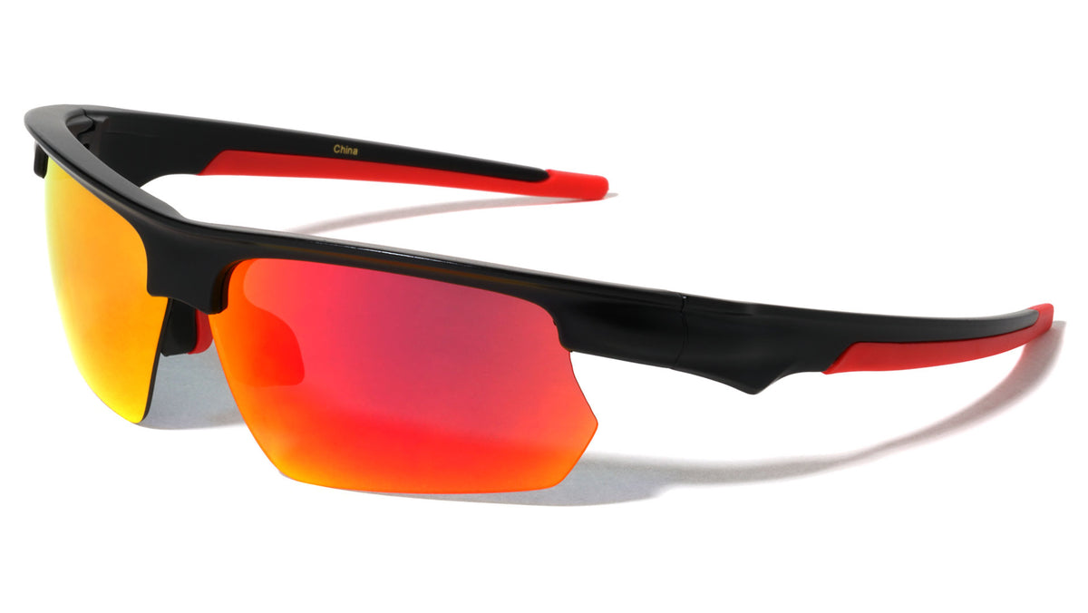 Light Weight Semi Rimless Color Mirror Lens Sports Wholesale Sunglasses