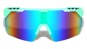 Color Mirror Shield Lens Three Cutout Temple Sports Wholesale Sunglasses