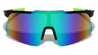 Semi Rimless Shield Color Mirror Lens Grip Pattern Sports Wholesale Sunglasses