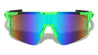 Semi Rimless Color Mirror Shield Lens Ink Splatter Sports Wholesale Sunglasses