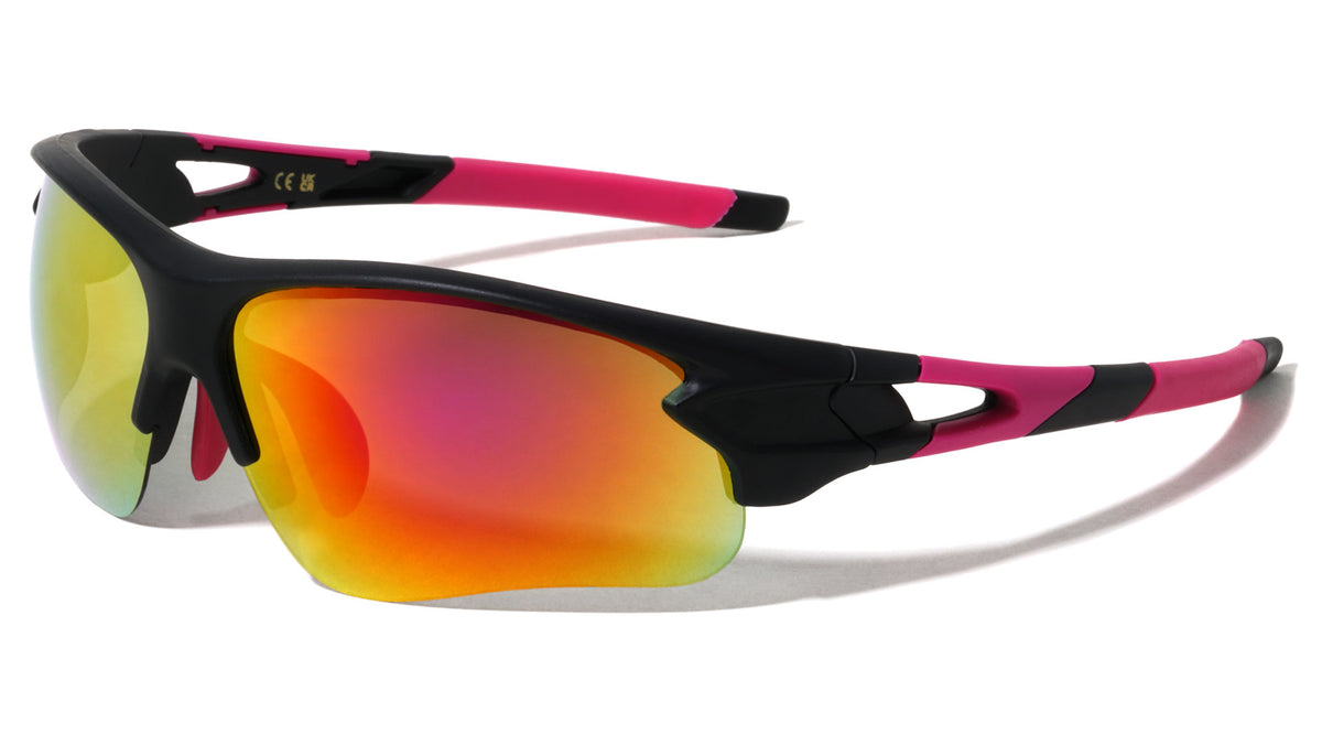 Light Weight Semi Rimless Color Mirror Lens Sports Wholesale Sunglasses