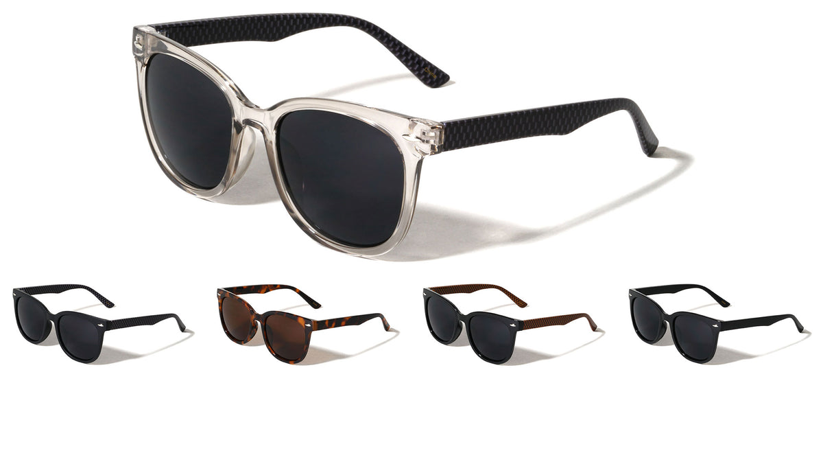 Carbon Fiber Temple Pattern Classic Square Wholesale Sunglasses