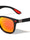 Red Accent Leather Temple Texture Classic Square Sports Wholesale Sunglasses