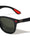 Red Accent Leather Temple Texture Classic Square Sports Wholesale Sunglasses