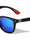 Red Accent Leather Temple Texture Classic Square Sports Wholesale Sunglasses