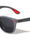 Red Accent Leather Temple Texture Classic Square Sports Wholesale Sunglasses