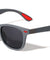 Red Accent Leather Temple Texture Classic Square Sports Wholesale Sunglasses
