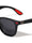 Red Accent Leather Temple Texture Classic Square Sports Wholesale Sunglasses