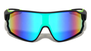Color Mirror One Piece Shield Lens Tip Cutout Sports Wholesale Sunglasses