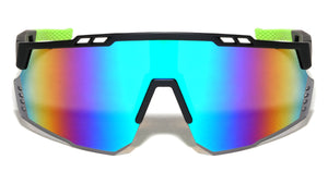 Color Mirror Shield Lens Cutout Semi Rimless Sports Wholesale Sunglasses