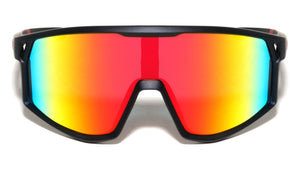 Color Mirror One Piece Shield Lens Temple Cutout Sports Wholesale Sunglasses