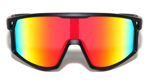 Color Mirror One Piece Shield Lens Temple Cutout Sports Wholesale Sunglasses