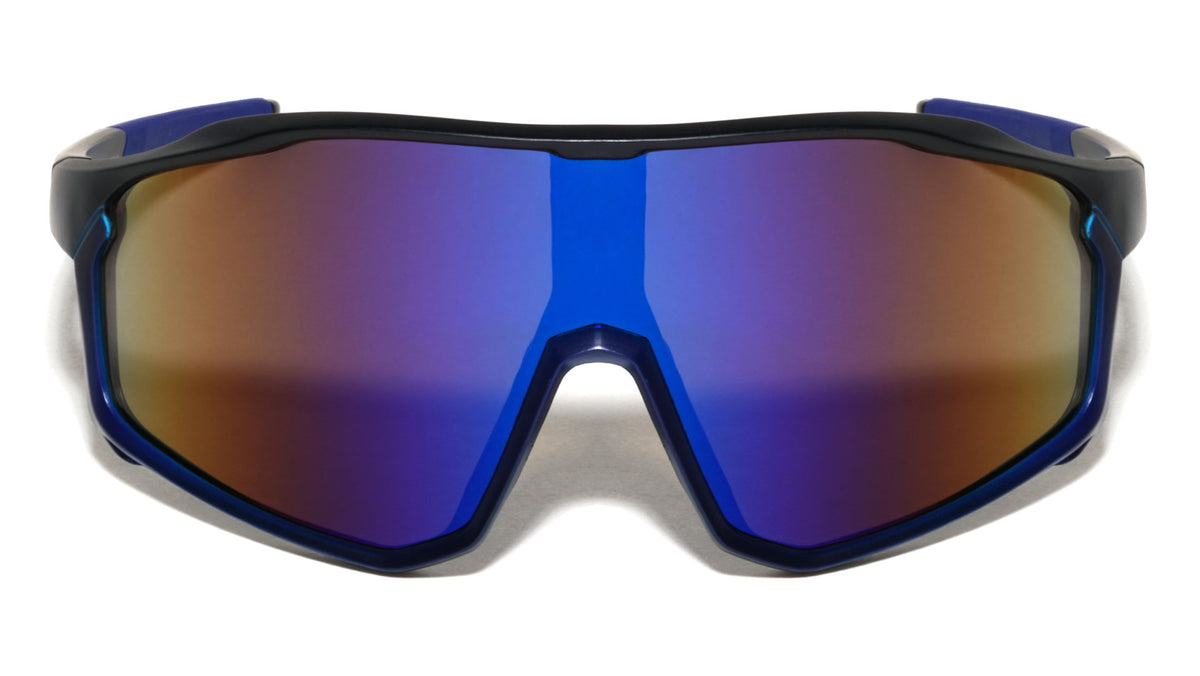 Color Mirror One Piece Shield Lens Duotone Sports Wholesale Sunglasses
