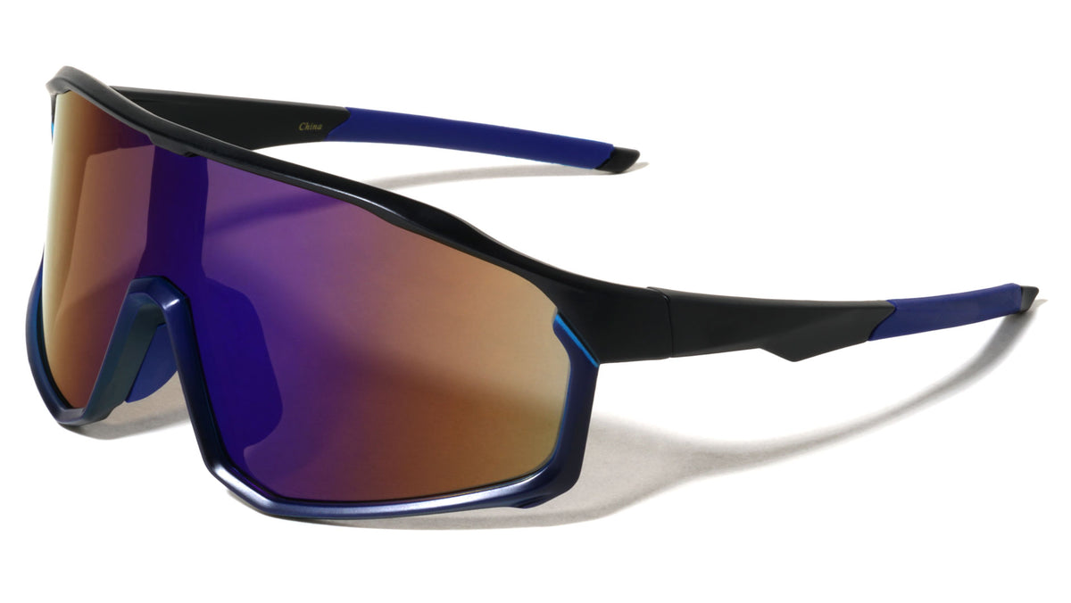 Color Mirror One Piece Shield Lens Duotone Sports Wholesale Sunglasses