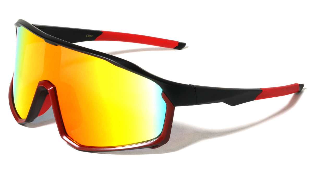 Color Mirror One Piece Shield Lens Duotone Sports Wholesale Sunglasses
