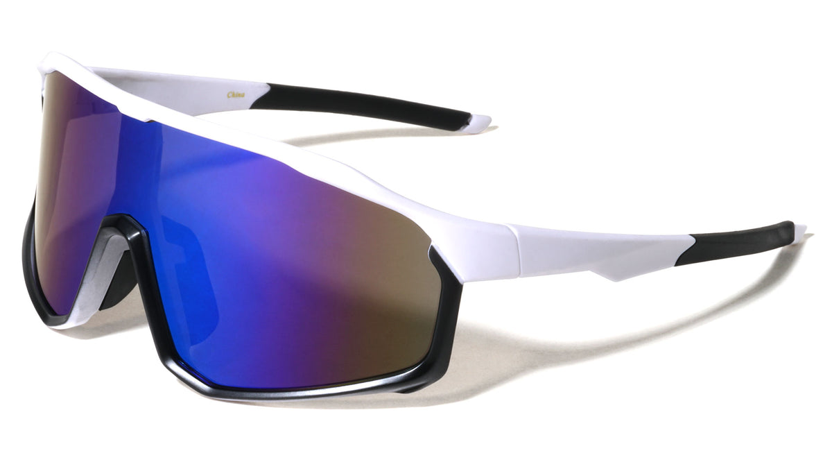 Color Mirror One Piece Shield Lens Duotone Sports Wholesale Sunglasses