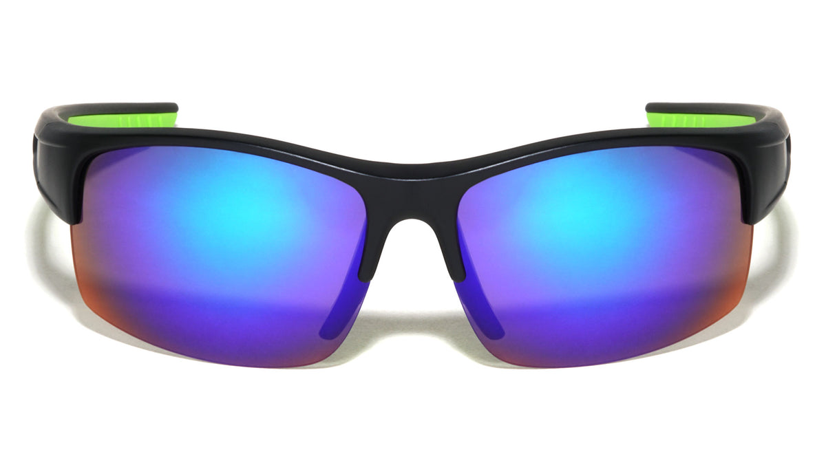 Semi Rimless Color Mirror Lens Rectangle Sports Wholesale Sunglasses